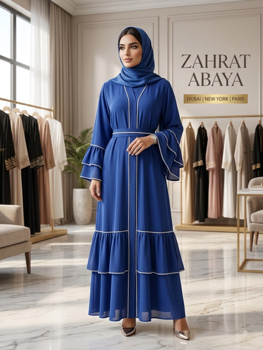 Cobalt Ruffle Abaya