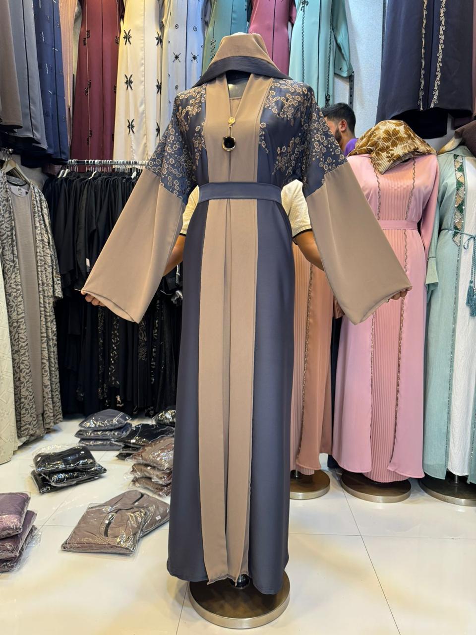 Taupe Belted Abaya