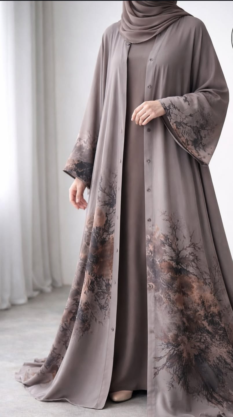 Mushroom Embroidered Abaya